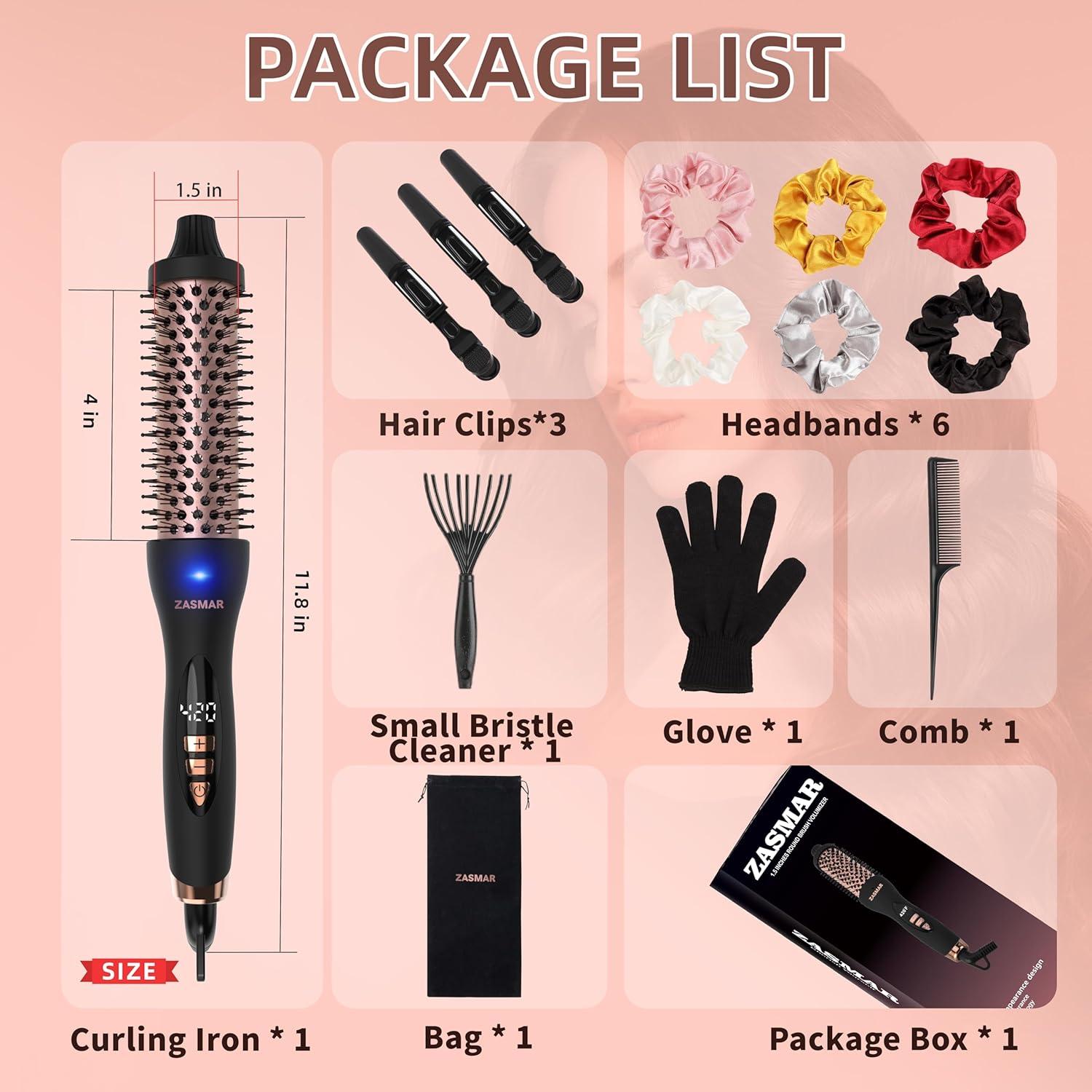 Cepillo Térmico Redondo ZASMAR 1.5" Cerámica 10 Temperaturas