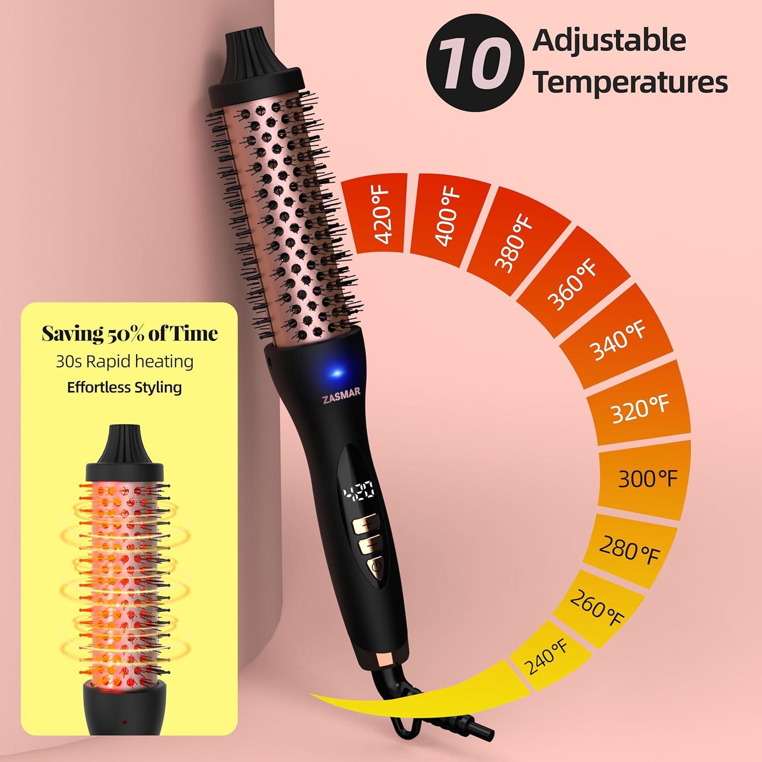 Cepillo Térmico Redondo ZASMAR 1.5" Cerámica 10 Temperaturas