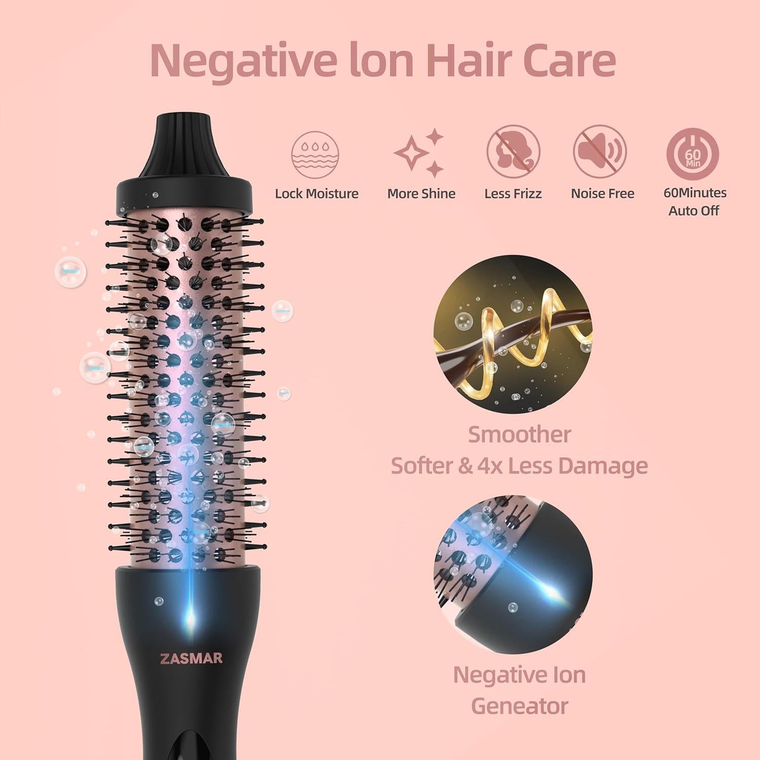 Cepillo Térmico Redondo ZASMAR 1.5" Cerámica 10 Temperaturas