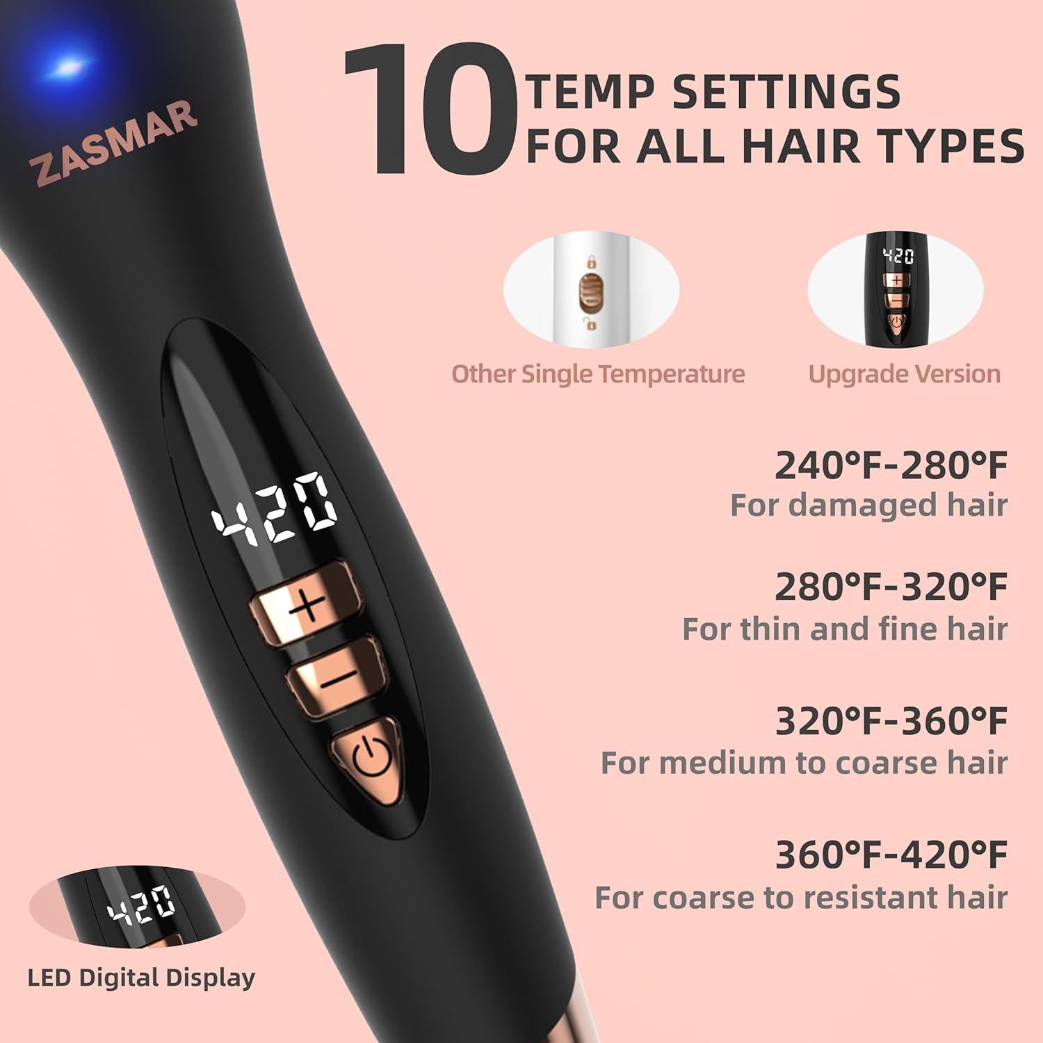 Cepillo Térmico Redondo ZASMAR 1.5" Cerámica 10 Temperaturas