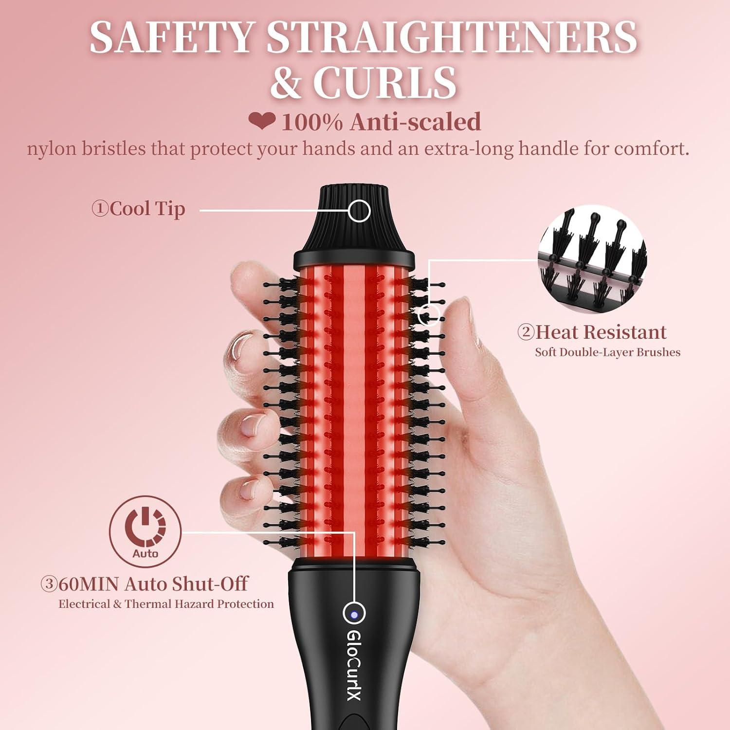 Cepillo Térmico 3 en 1 GlocurlX BS-313US Alisador y Rizador