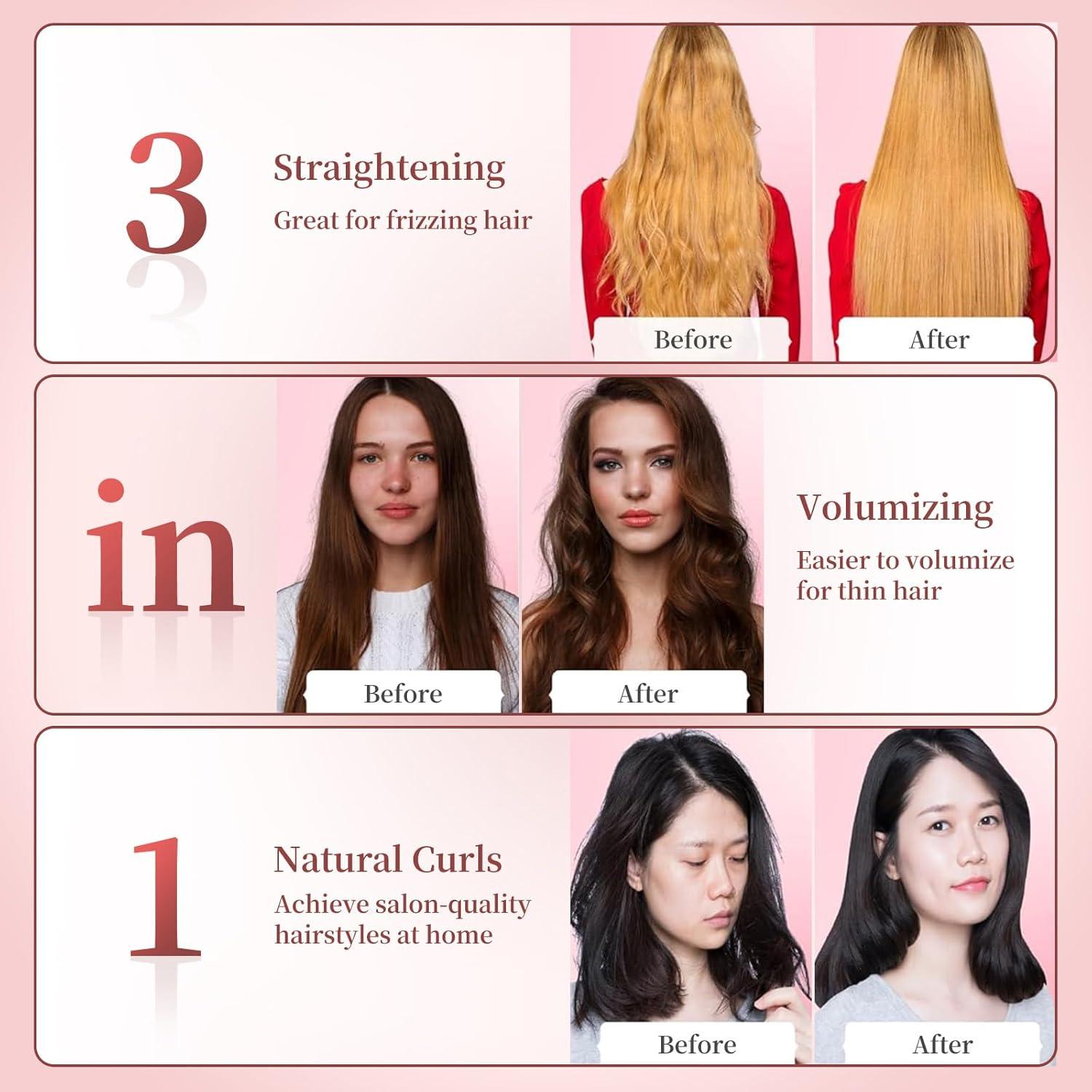 Cepillo Térmico 3 en 1 GlocurlX BS-313US Alisador y Rizador