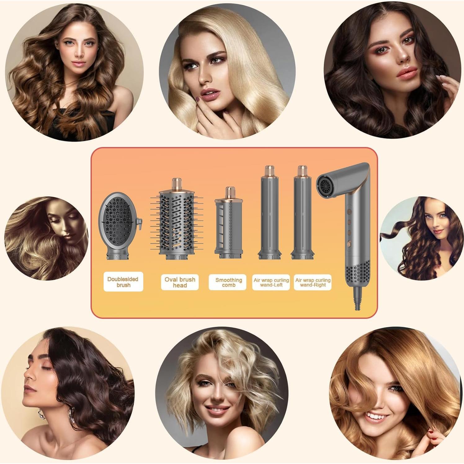 Juego de Estilizador de Cabello 5 en 1 Dryhsip Gris