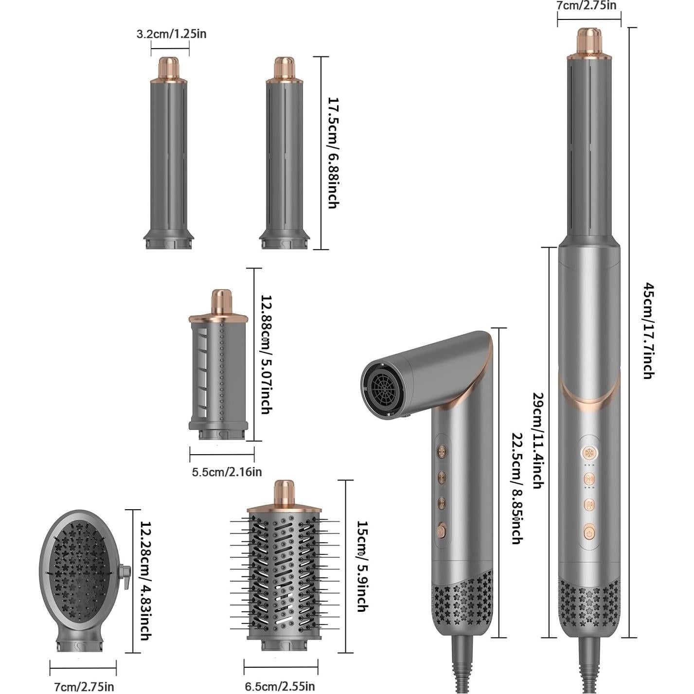 Juego de Estilizador de Cabello 5 en 1 Dryhsip Gris