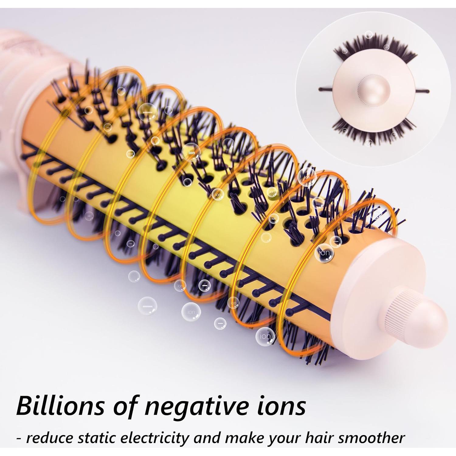 Cepillo de Pelo Calentado ANGELIL 1.25" Rosa - Alisador y Voluminizador