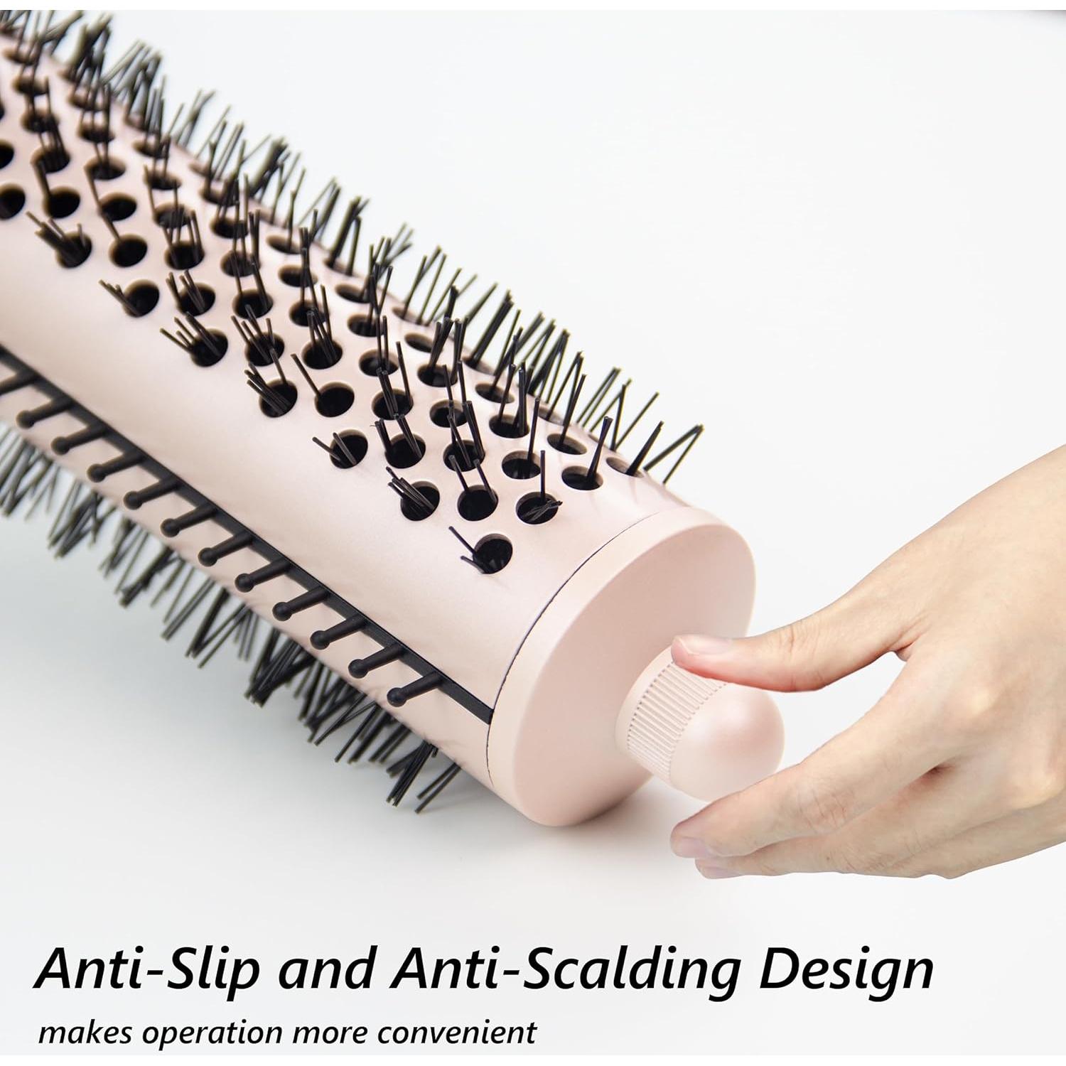 Cepillo de Pelo Calentado ANGELIL 1.25" Rosa - Alisador y Voluminizador