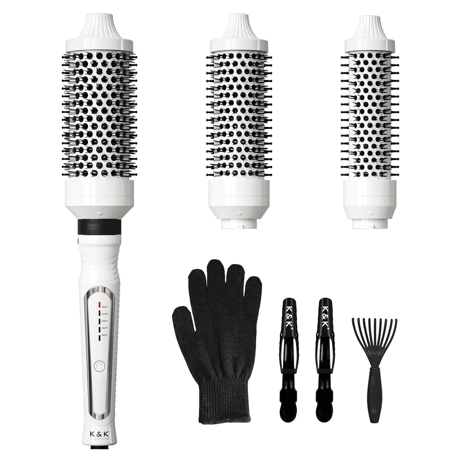 Set de Cepillos Térmicos 3 en 1 K&K - Calentamiento Rápido