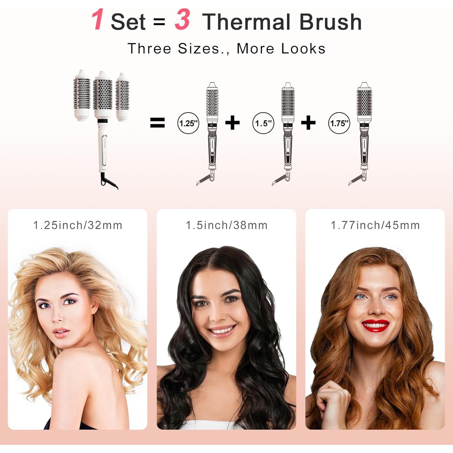 Set de Cepillos Térmicos 3 en 1 K&K - Calentamiento Rápido