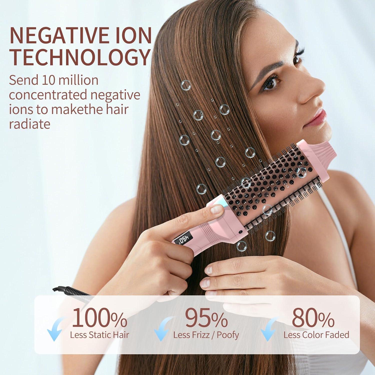 Cepillo Térmico K&K 1.7" Rosa - Voluminizador 2 en 1