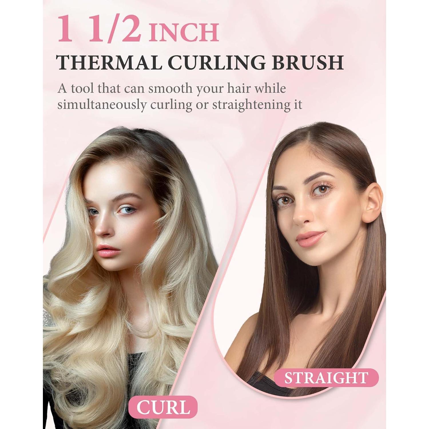 Cepillo Térmico ANWA 1.5" Cerámico de Turmalina para Rizar y Alisar