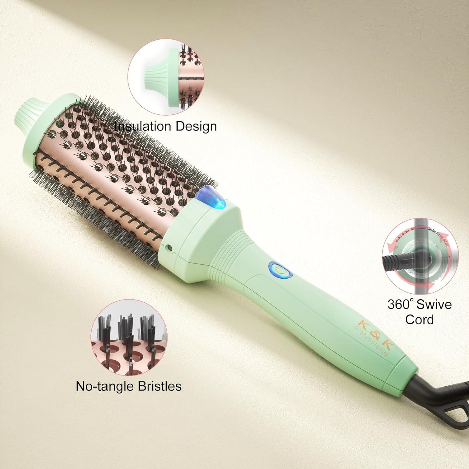 Cepillo Térmico K&K Pro 4.4 cm con Iones Negativos y Doble Voltaje