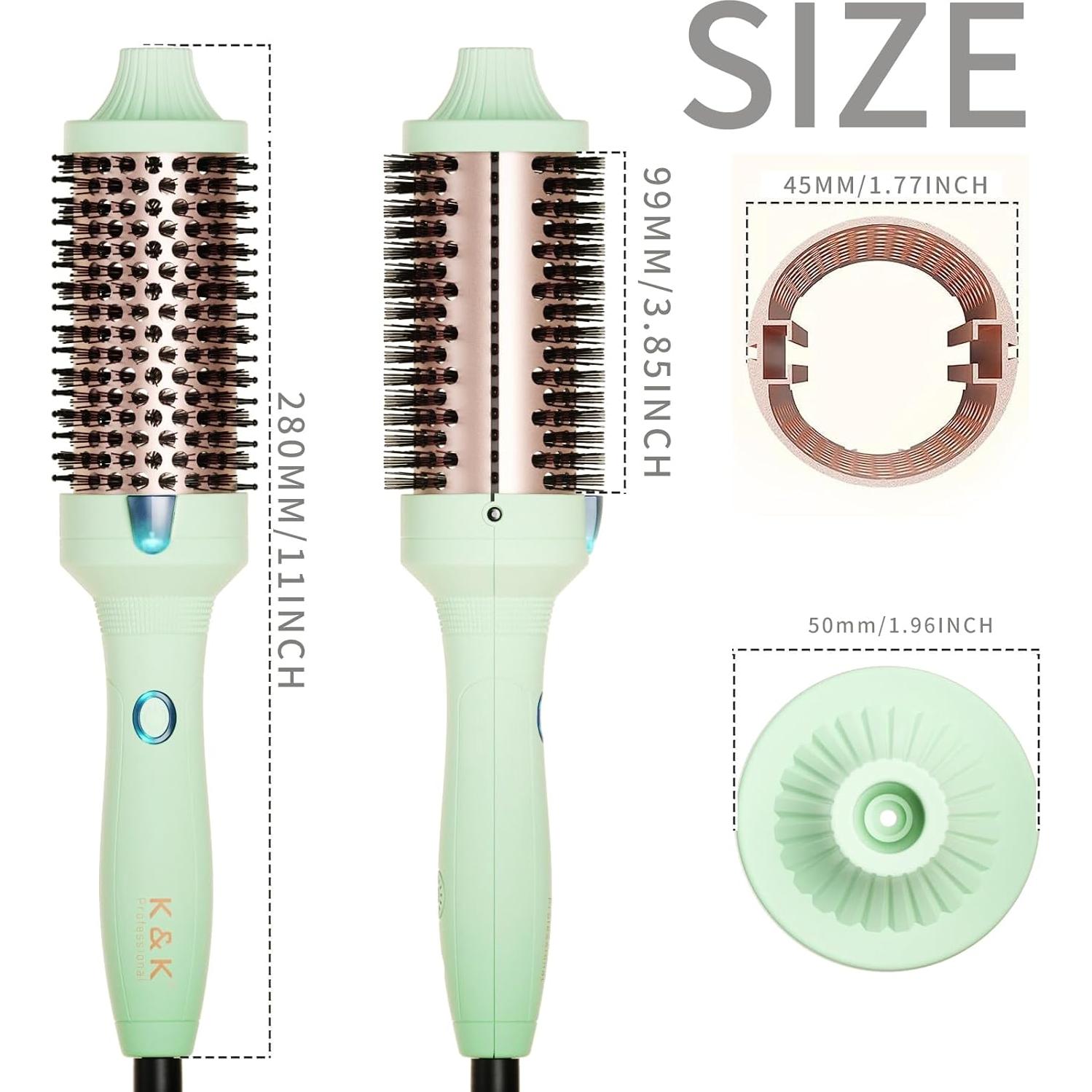 Cepillo Térmico K&K Pro 4.4 cm con Iones Negativos y Doble Voltaje