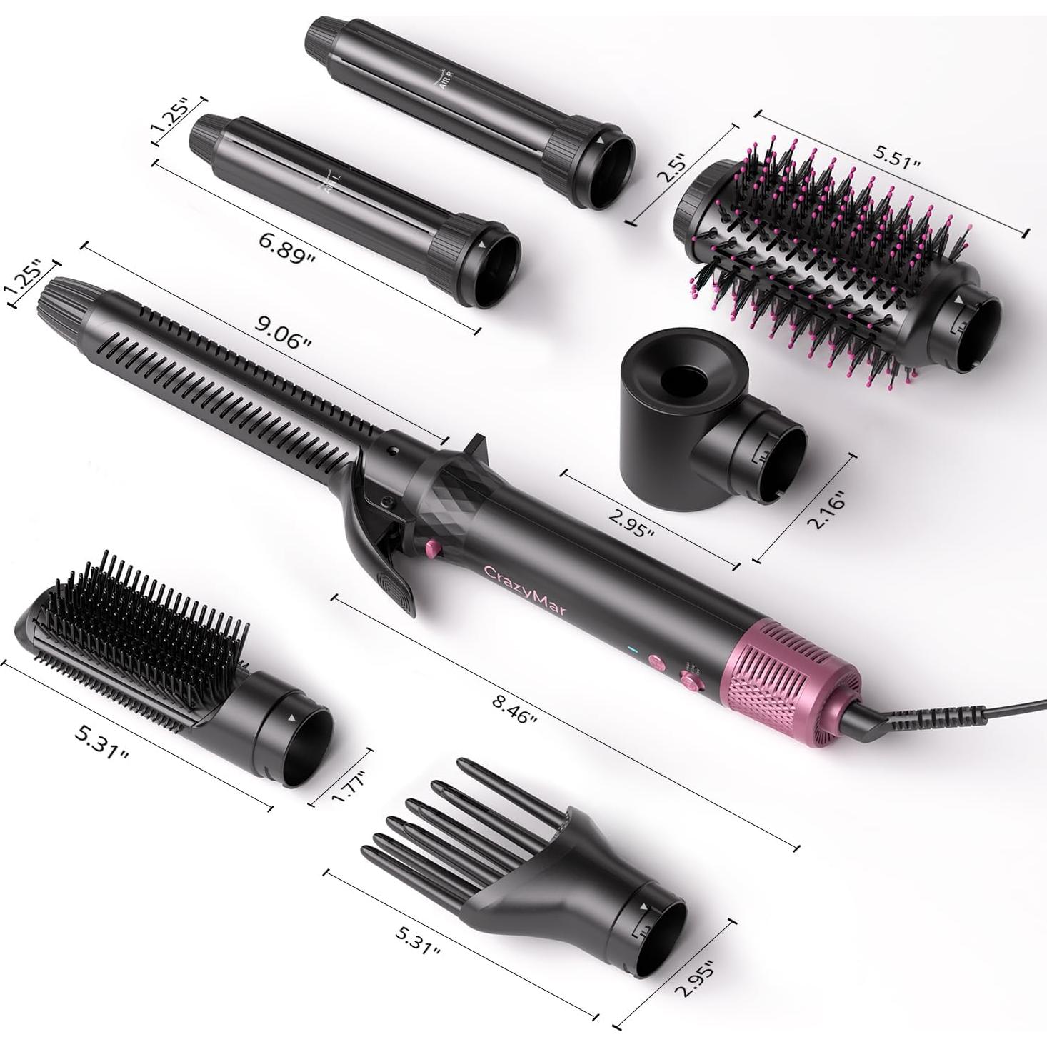 Secador y Estilizador de Cabello 7 en 1 CrazyMar Rosa