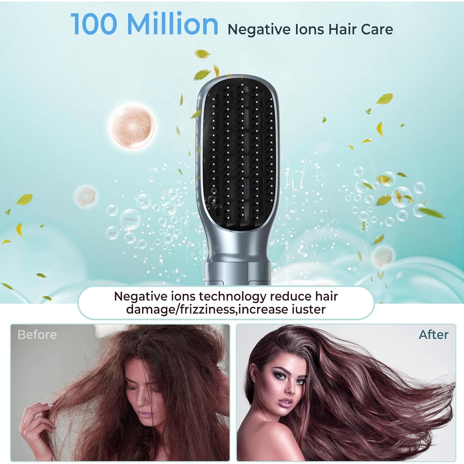 Hair Dryer Brush,Blow Dryer Brush with Attachments,110000 RPM Curly Twist 6 in 1 Air Style, Professional Ionic Hair Styling Tool, Left & Right Air Curler, Volumizer