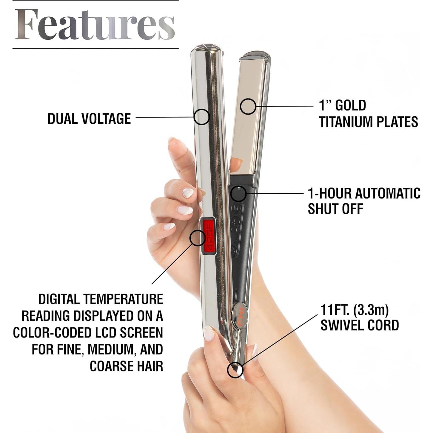 Plancha de Cabello CHI G2 Titanio 1" Calentamiento 60s