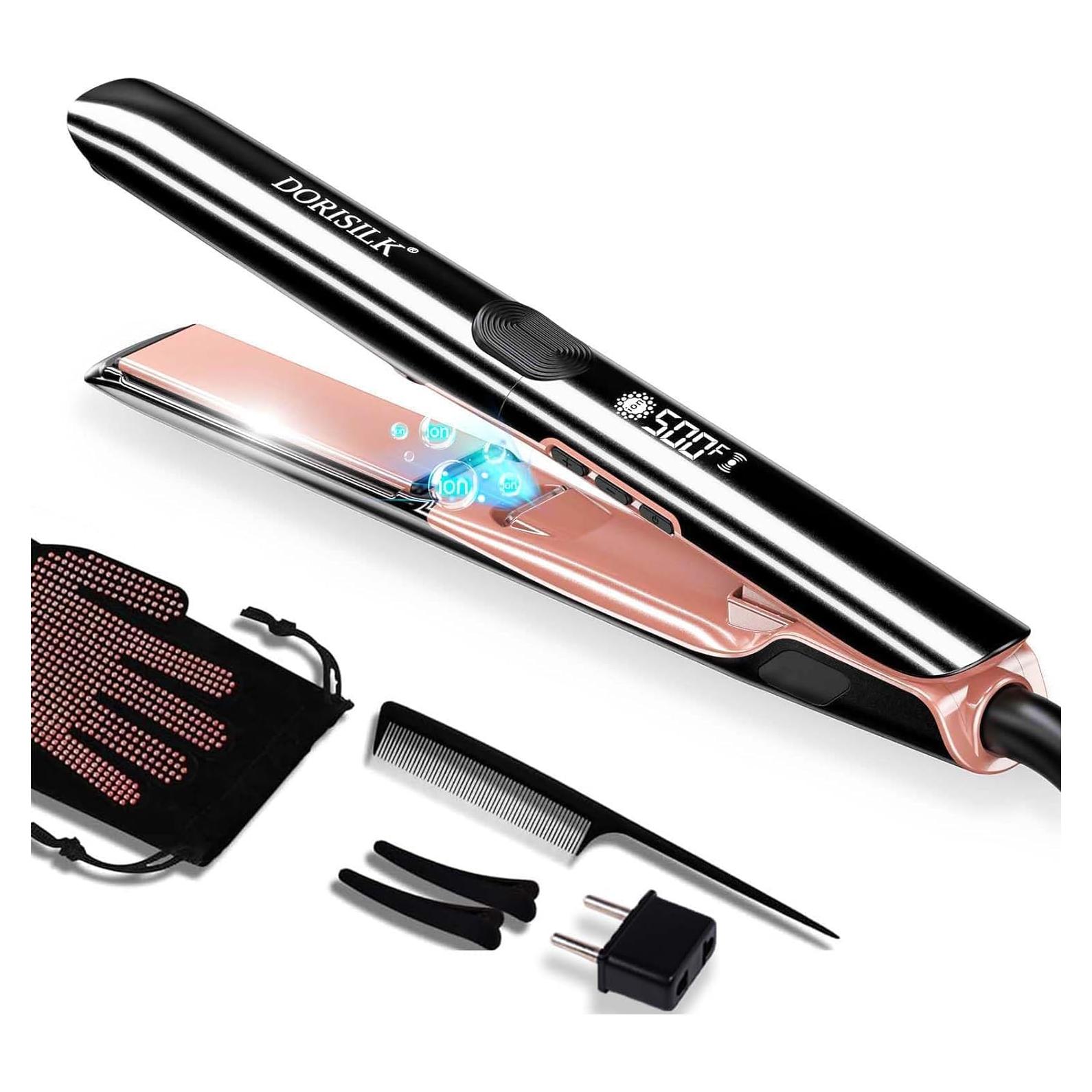 Plancha de Pelo Profesional DORISILK 500°F Cerámica 2 en 1