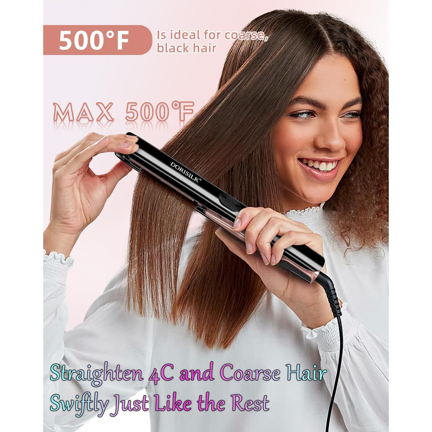 Plancha de Pelo Profesional DORISILK 500°F Cerámica 2 en 1