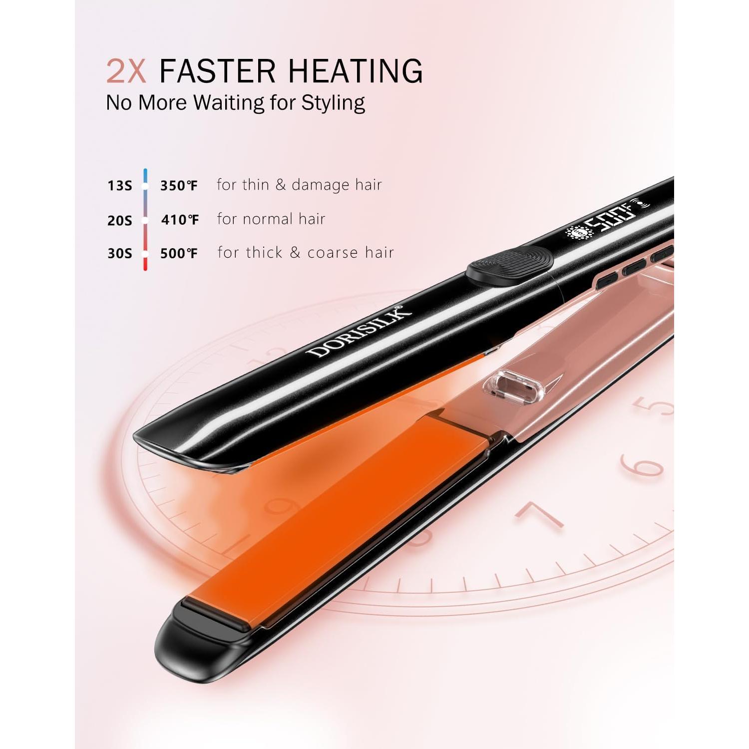 Plancha de Pelo Profesional DORISILK 500°F Cerámica 2 en 1