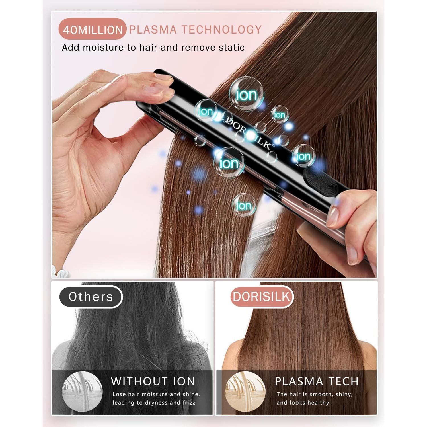 Plancha de Pelo Profesional DORISILK 500°F Cerámica 2 en 1