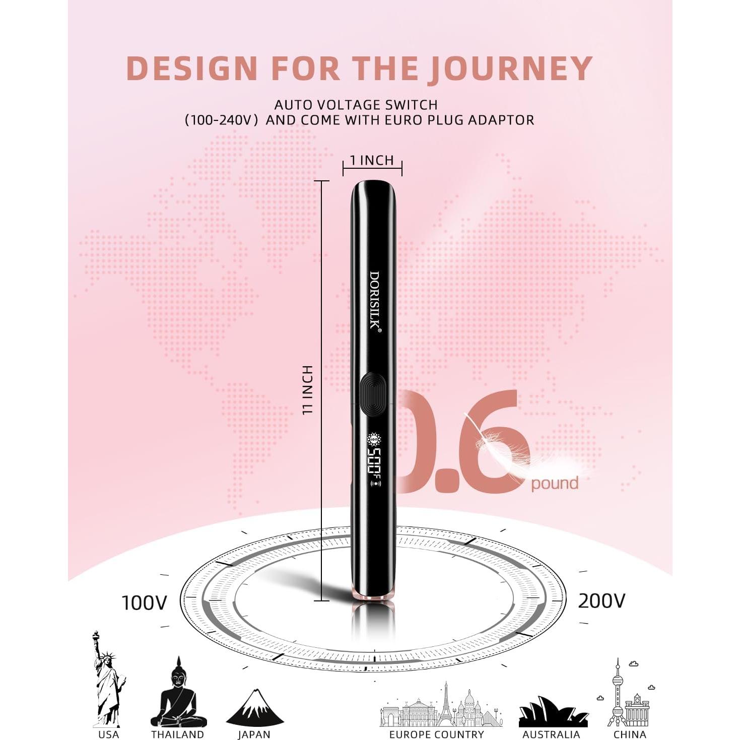 Plancha de Pelo Profesional DORISILK 500°F Cerámica 2 en 1