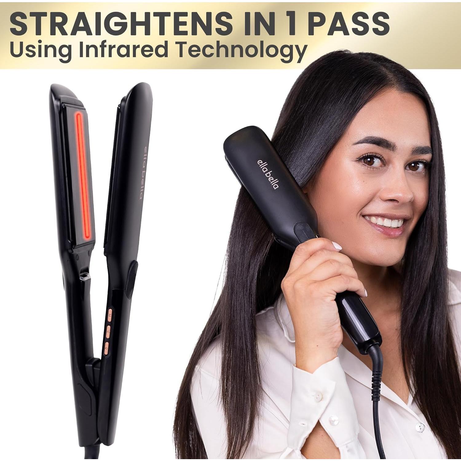 Plancha de Pelo ELLA BELLA de Titanio con Infrarrojos 36.8cm