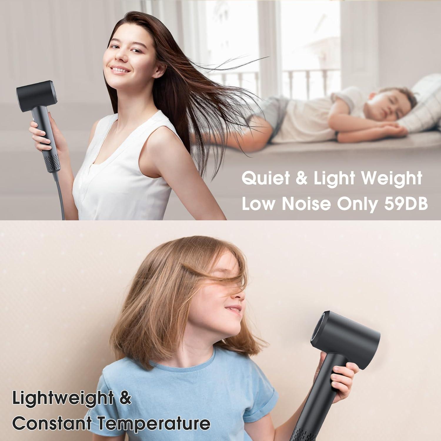 Secador de Pelo LKV Iónico Profesional 1500W Gris Oscuro