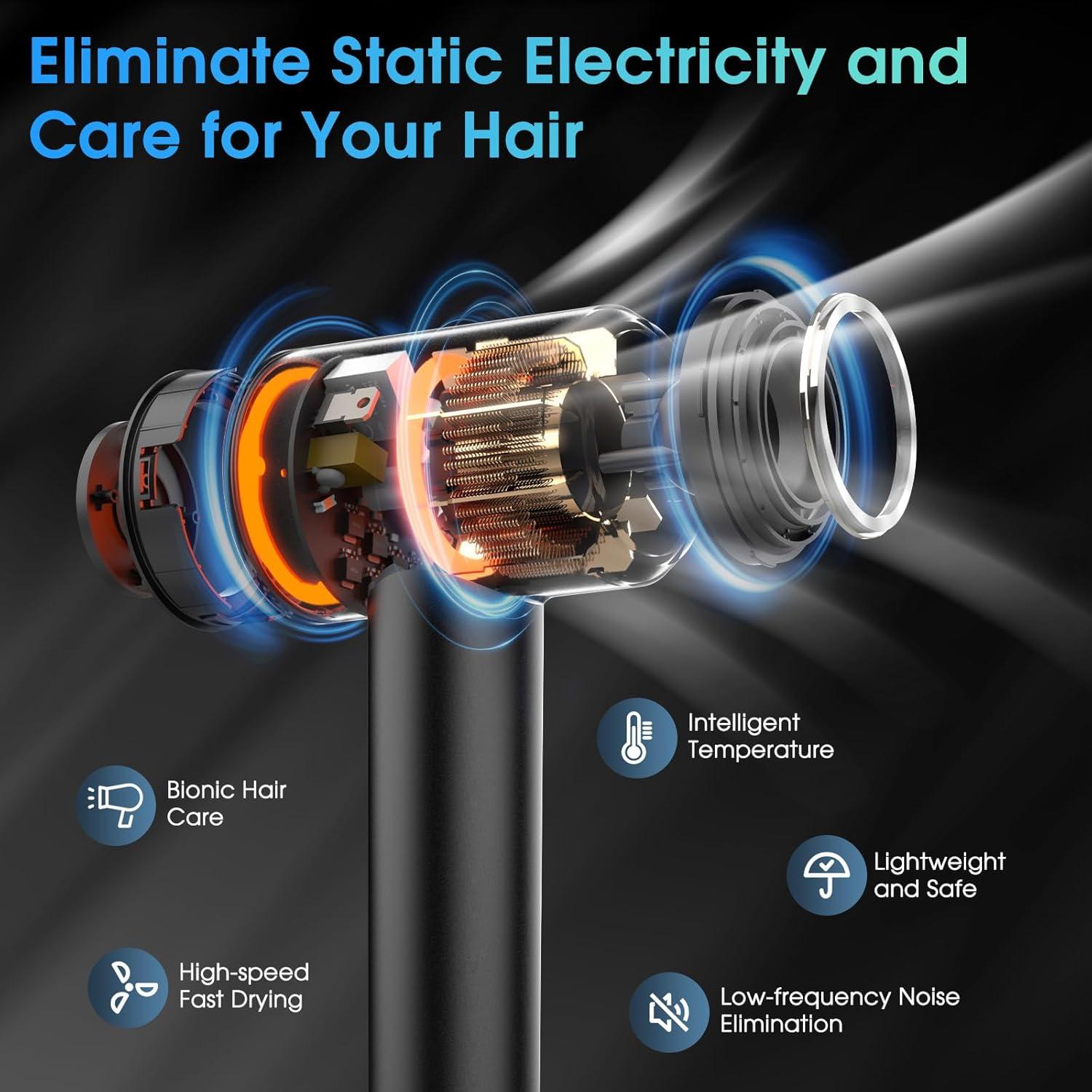 Secador de Pelo LKV Iónico Profesional 1500W Gris Oscuro