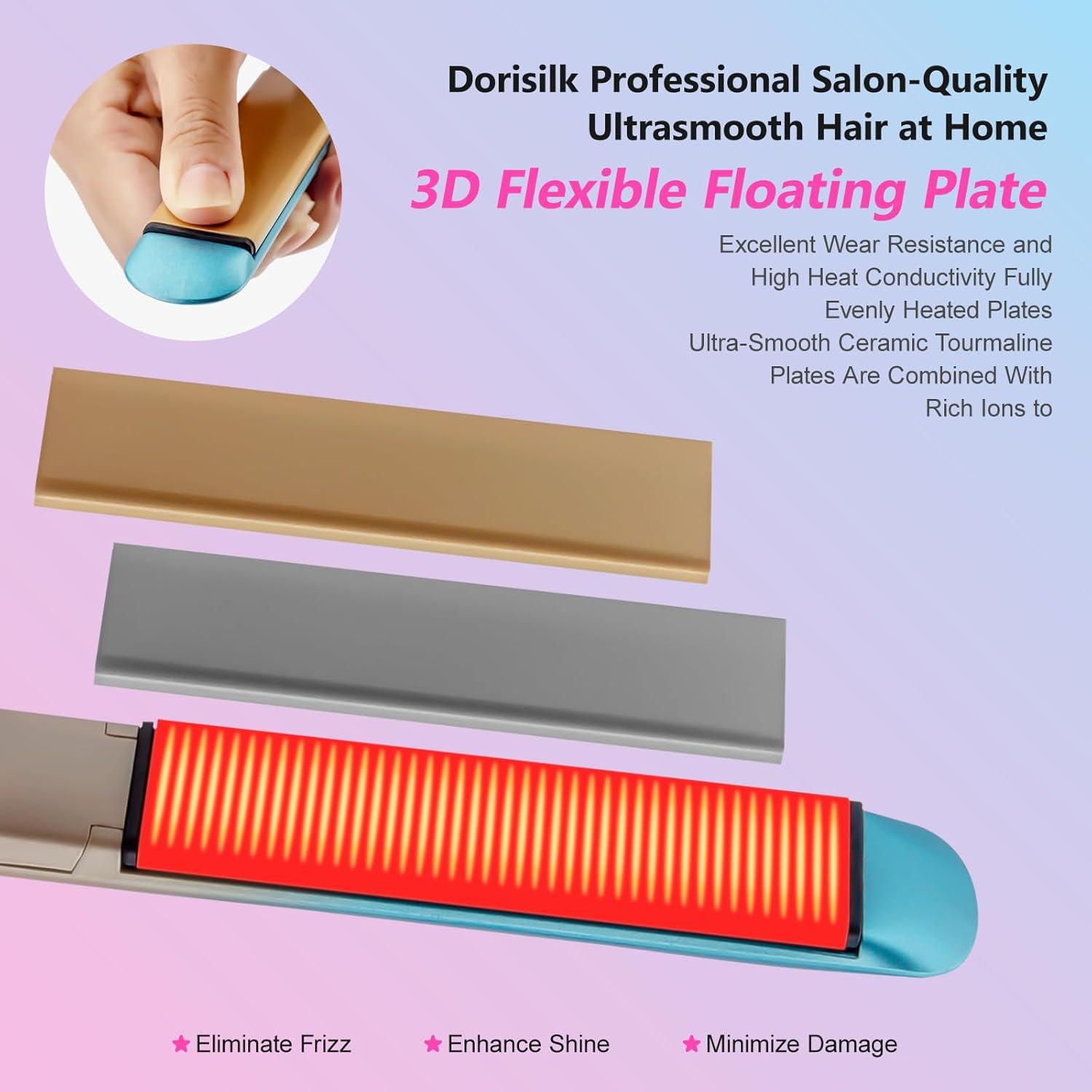 Plancha de Pelo DORISILK 2 en 1 Cerámica 1 Pulgada 450°C