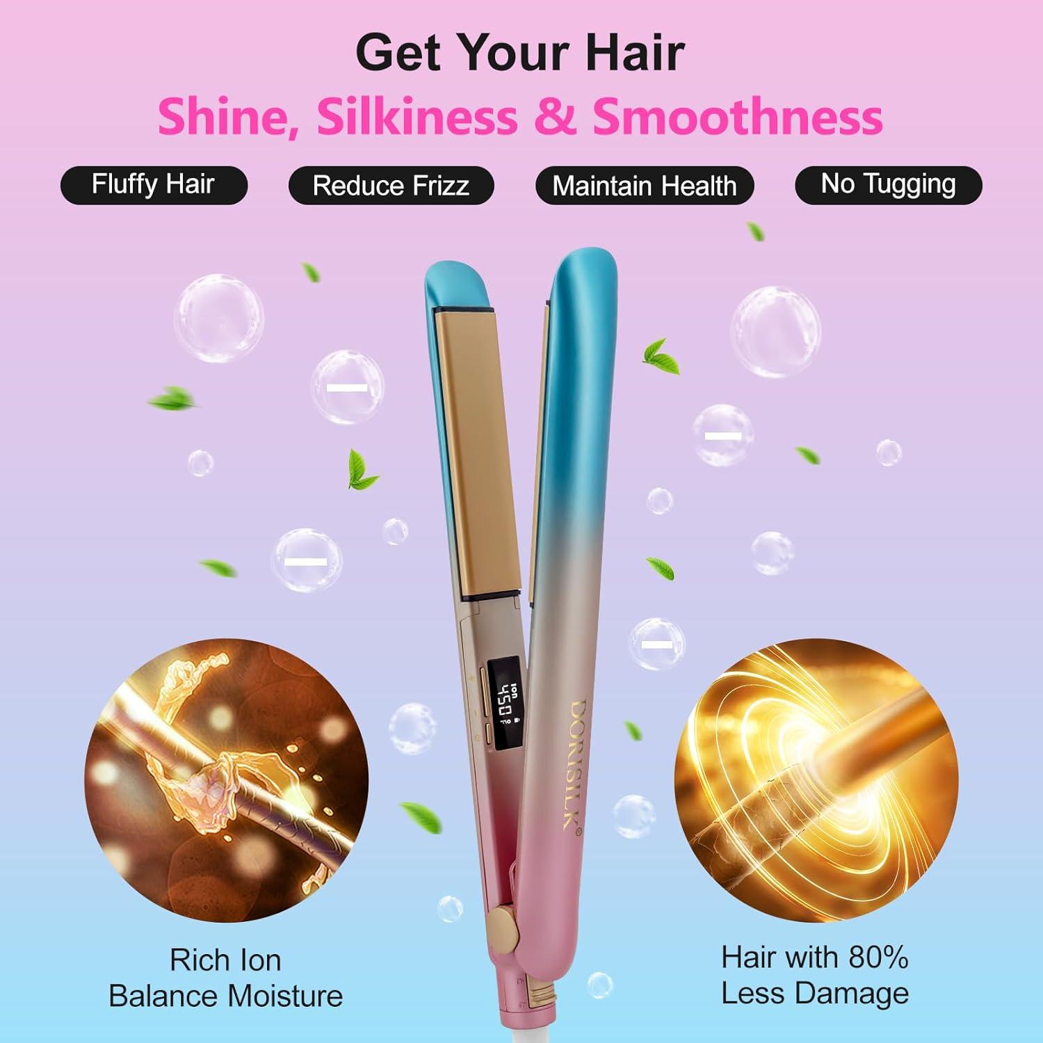 Plancha de Pelo DORISILK 2 en 1 Cerámica 1 Pulgada 450°C