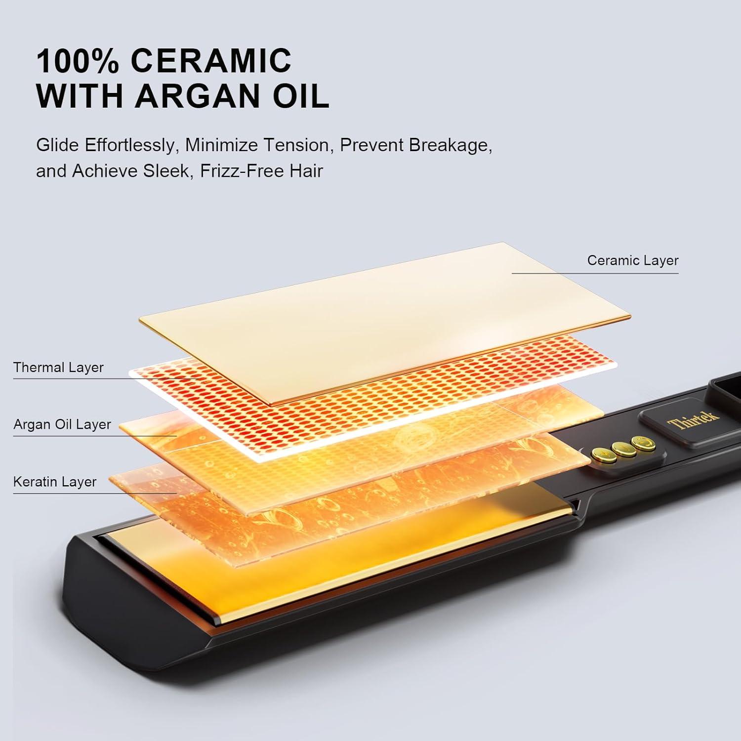 Plancha de Pelo Profesional Thirtek 1.5" Cerámica Titanio LCD