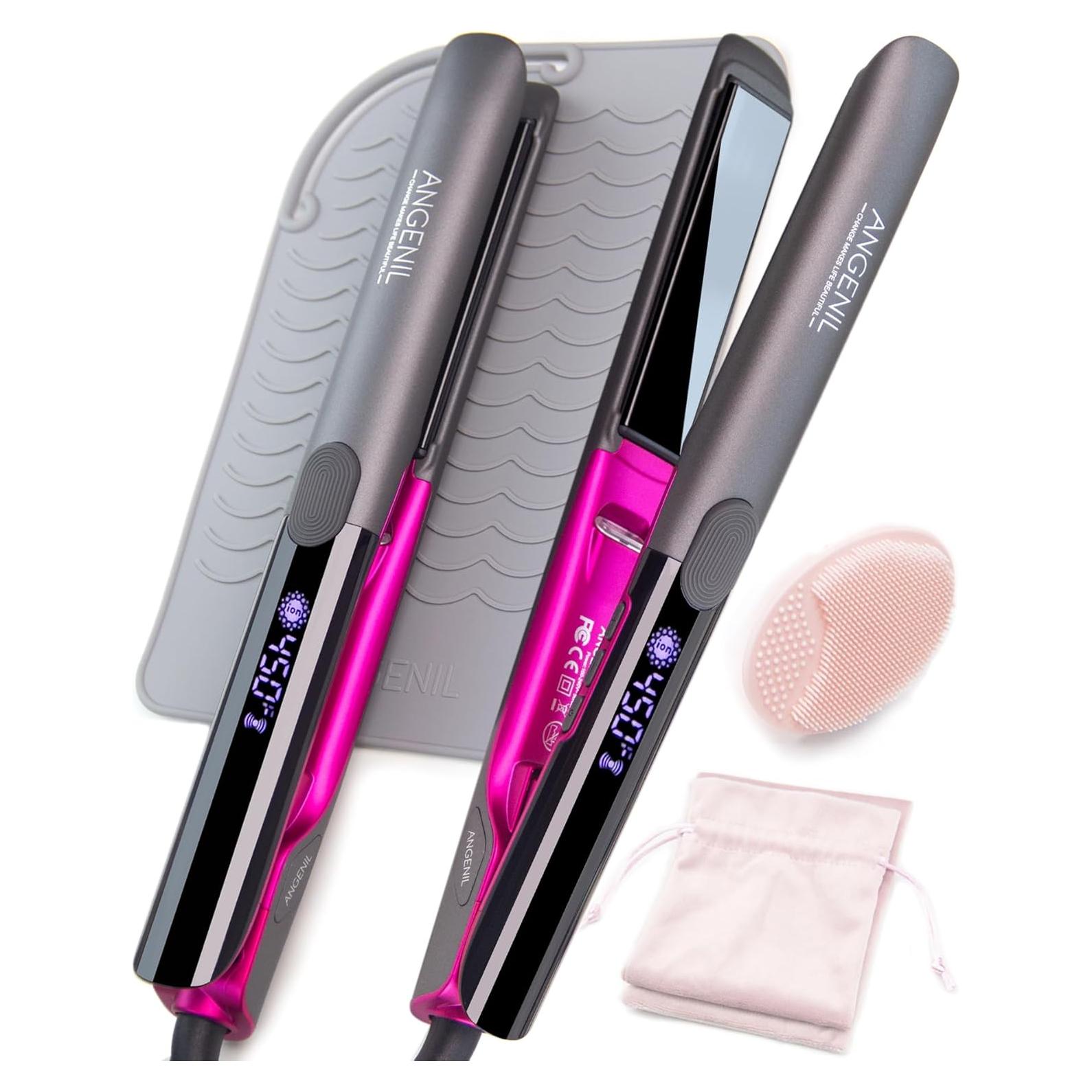 Plancha de Pelo Profesional ANGELIL 2 en 1 Titanio 1"