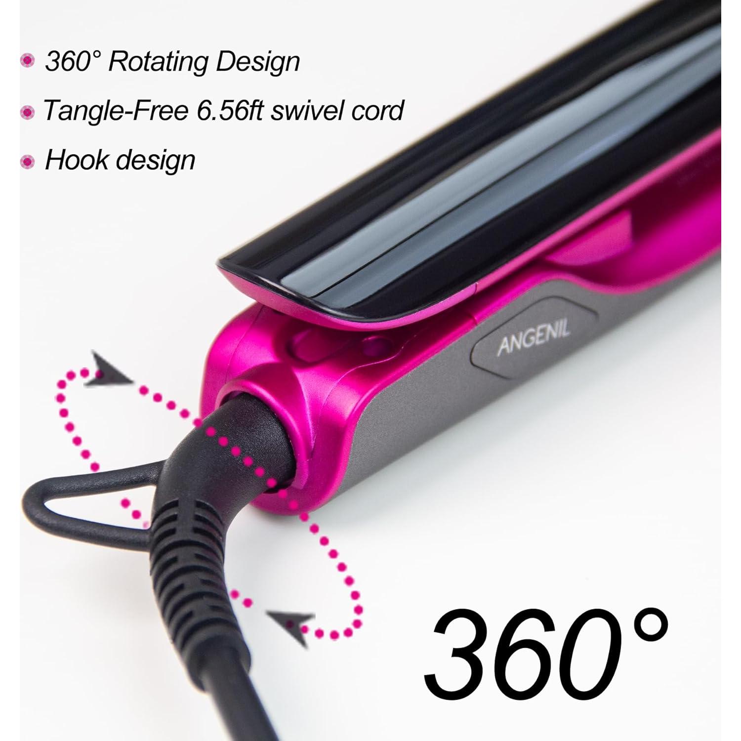 Plancha de Pelo Profesional ANGELIL 2 en 1 Titanio 1"