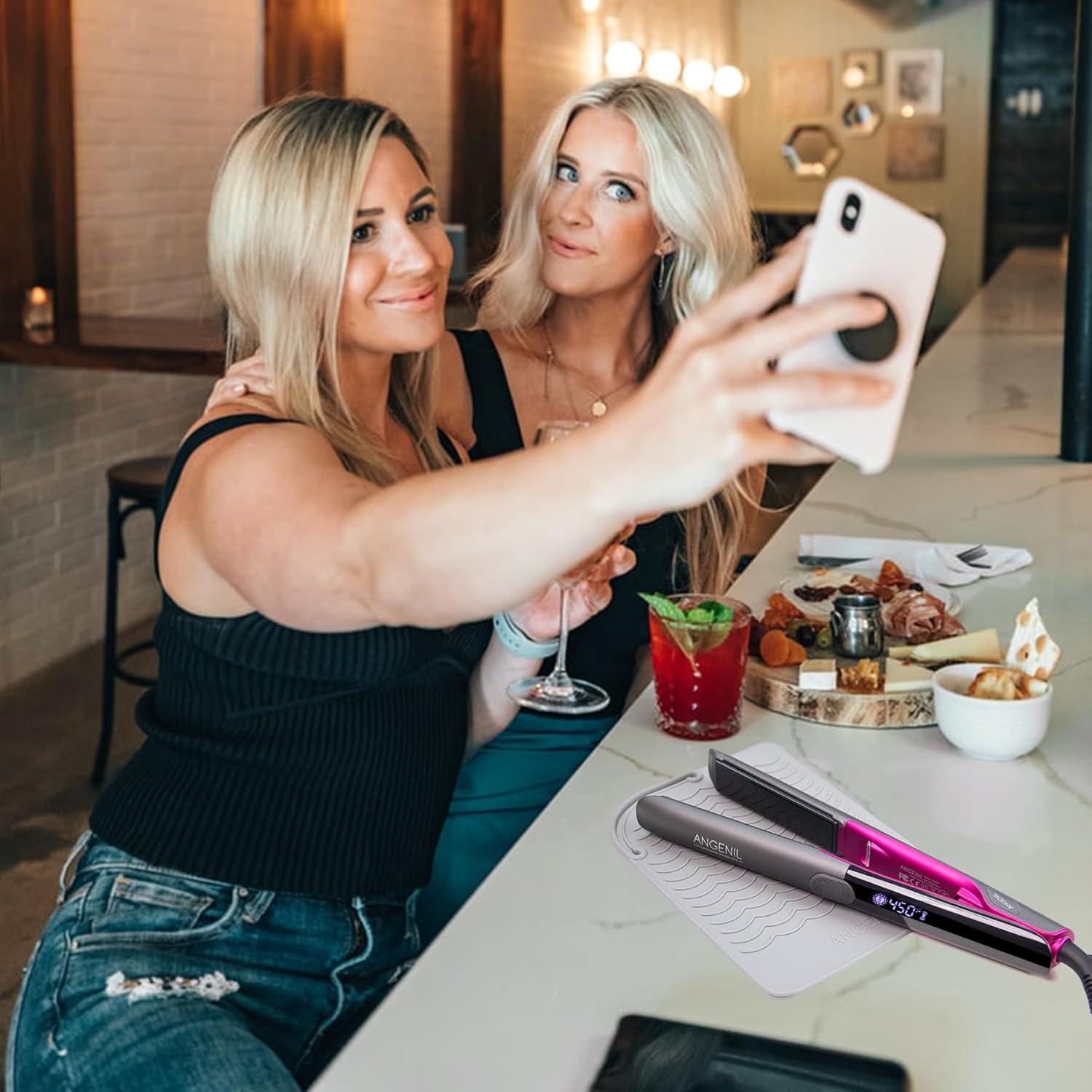 Plancha de Pelo Profesional ANGELIL 2 en 1 Titanio 1"