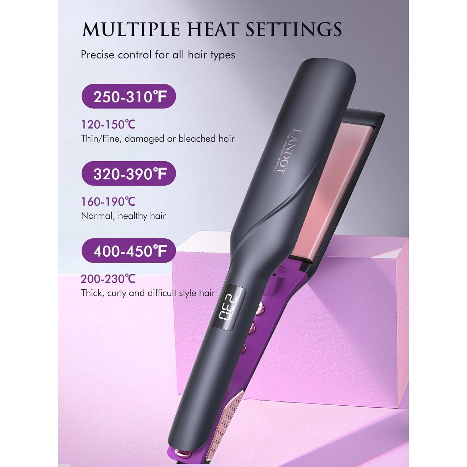 Plancha de Cabello Ancha Landot QF-Z400 Cerámica 4.4 cm