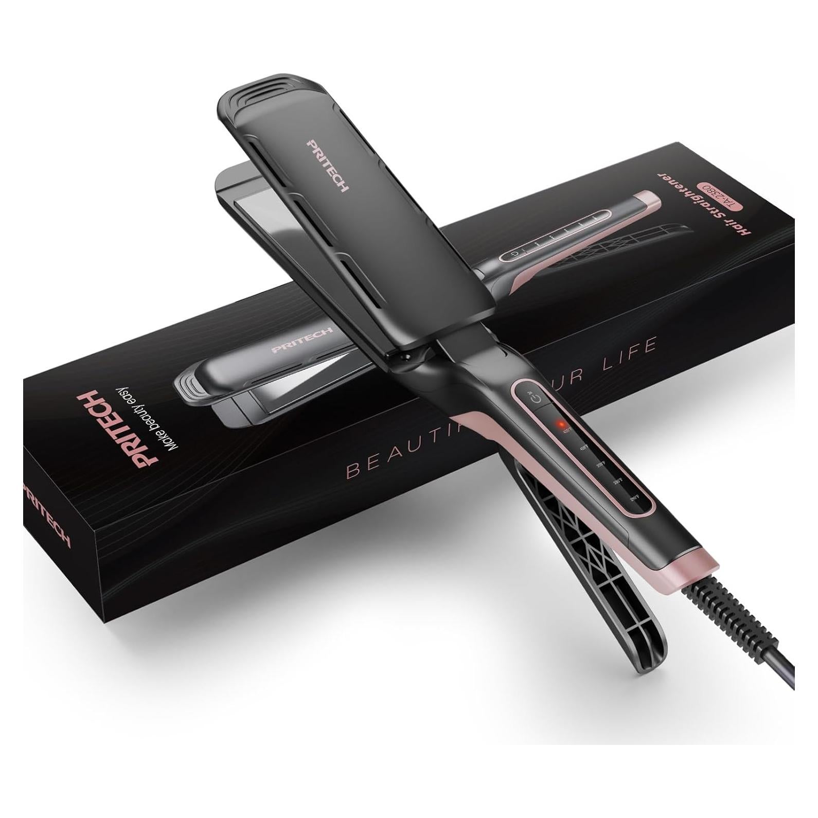 Plancha de Pelo Profesional PRITECH 4.5x12 cm Titanio 5 Temperaturas