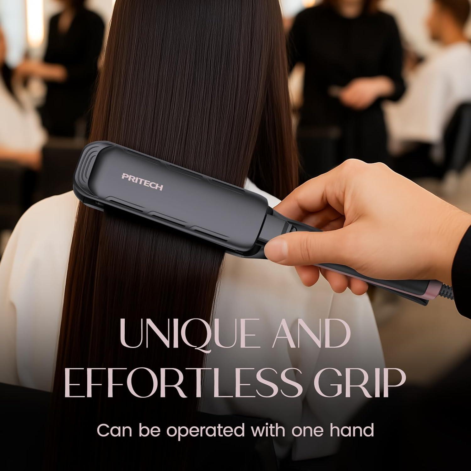 Plancha de Pelo Profesional PRITECH 4.5x12 cm Titanio 5 Temperaturas