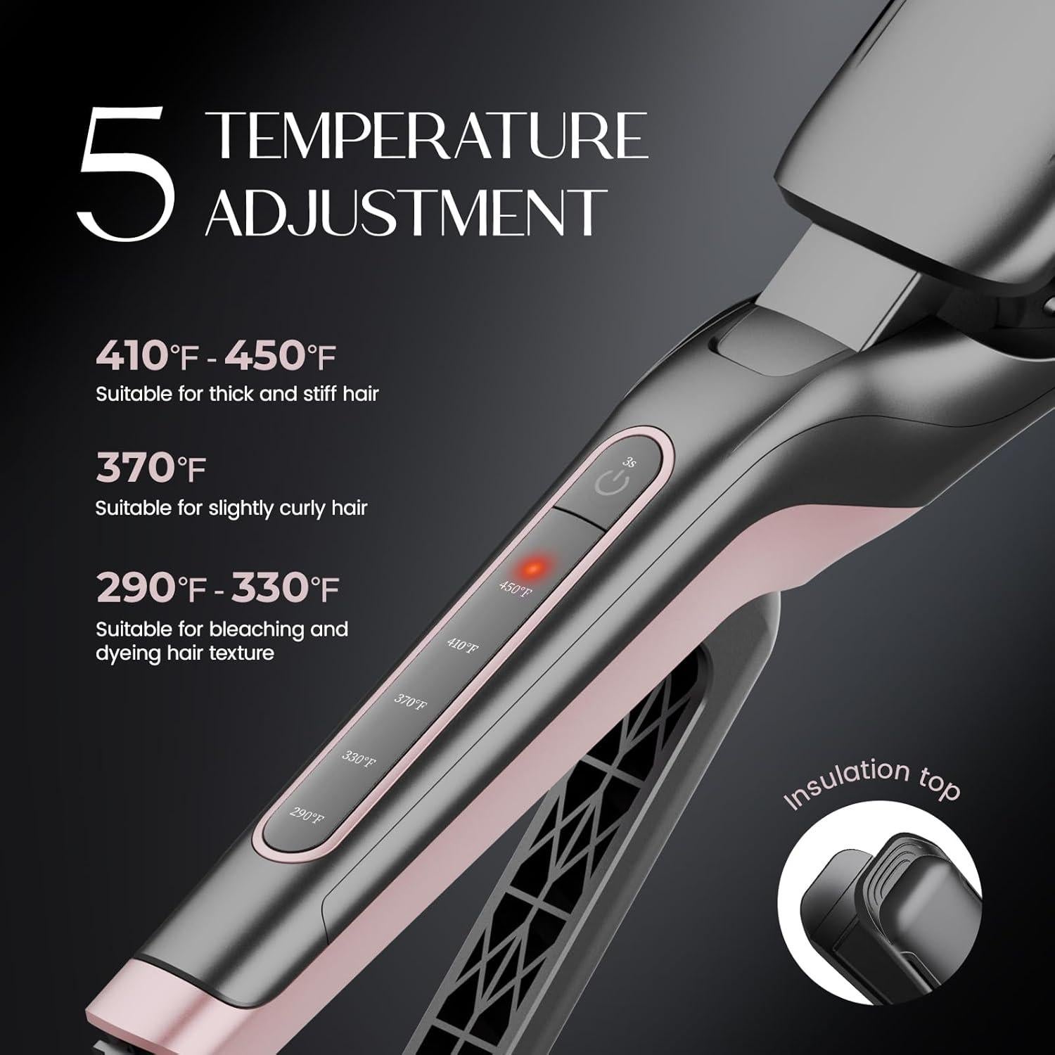 Plancha de Pelo Profesional PRITECH 4.5x12 cm Titanio 5 Temperaturas