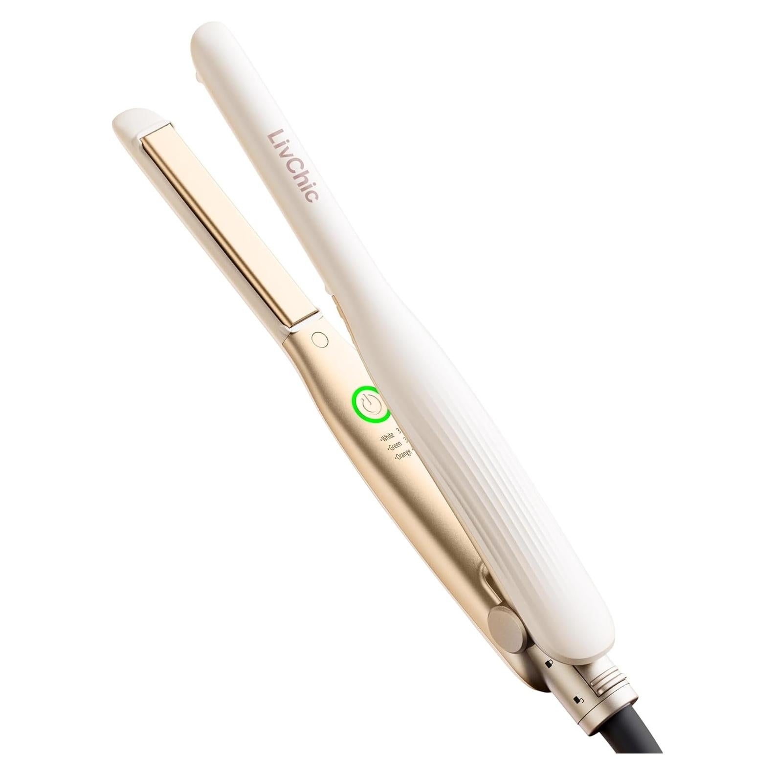 Plancha Plana Pequeña LivChic 1/2" Cerámica Doble Voltaje Blanco