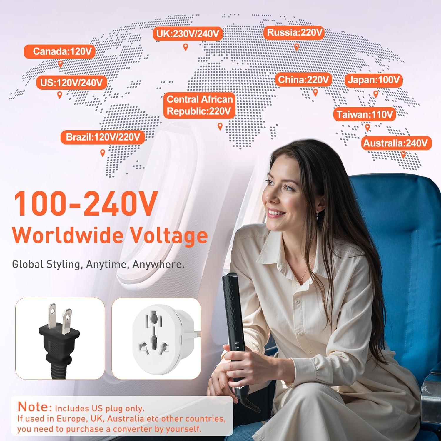 Plancha de Cabello Quico HC102 Negra, 160-232°C, 2 en 1