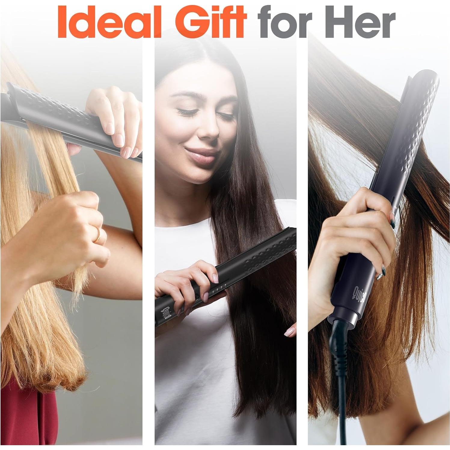 Plancha de Cabello Quico HC102 Negra, 160-232°C, 2 en 1