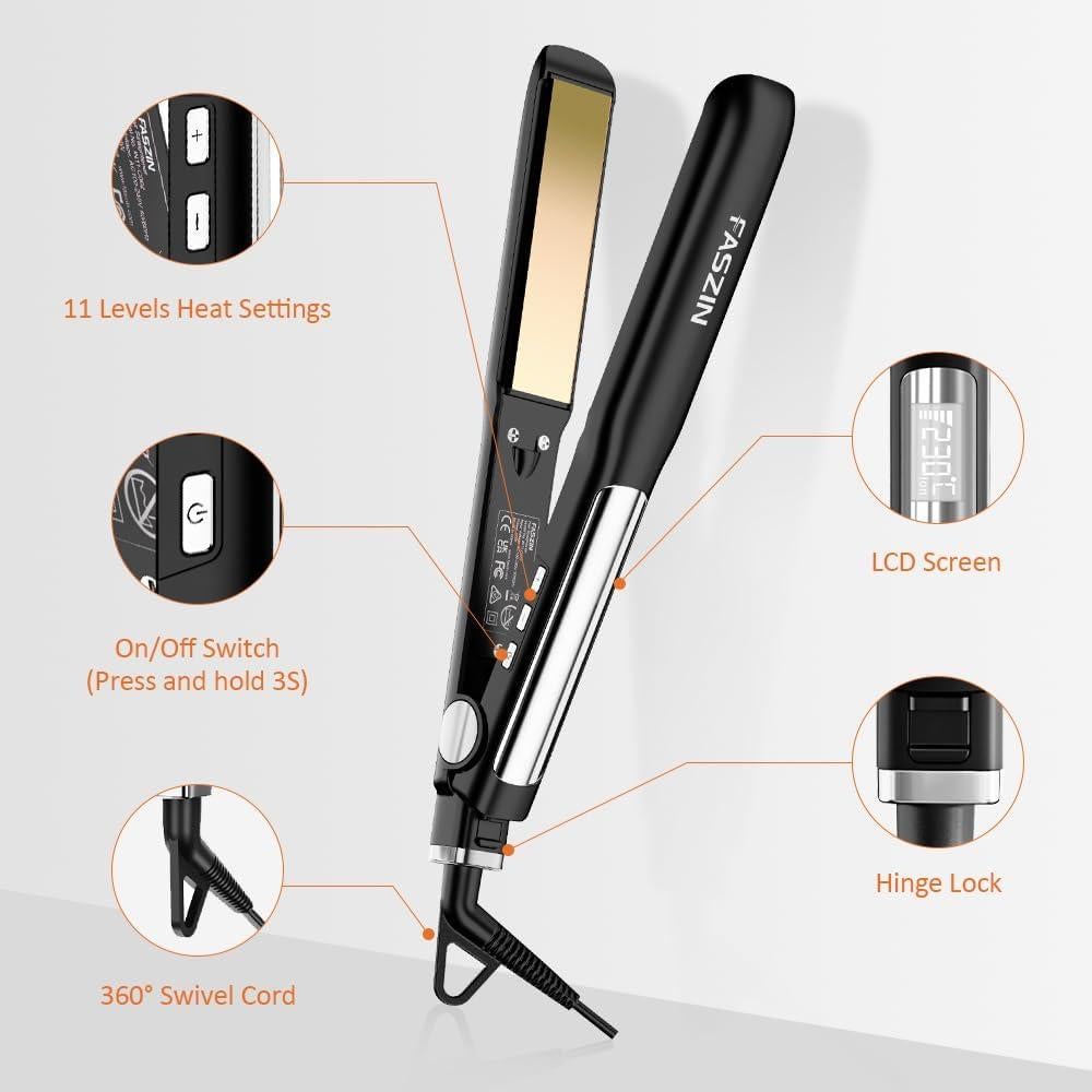 Plancha de Pelo Profesional Faszin 1.18" Titanio Iónico 20s