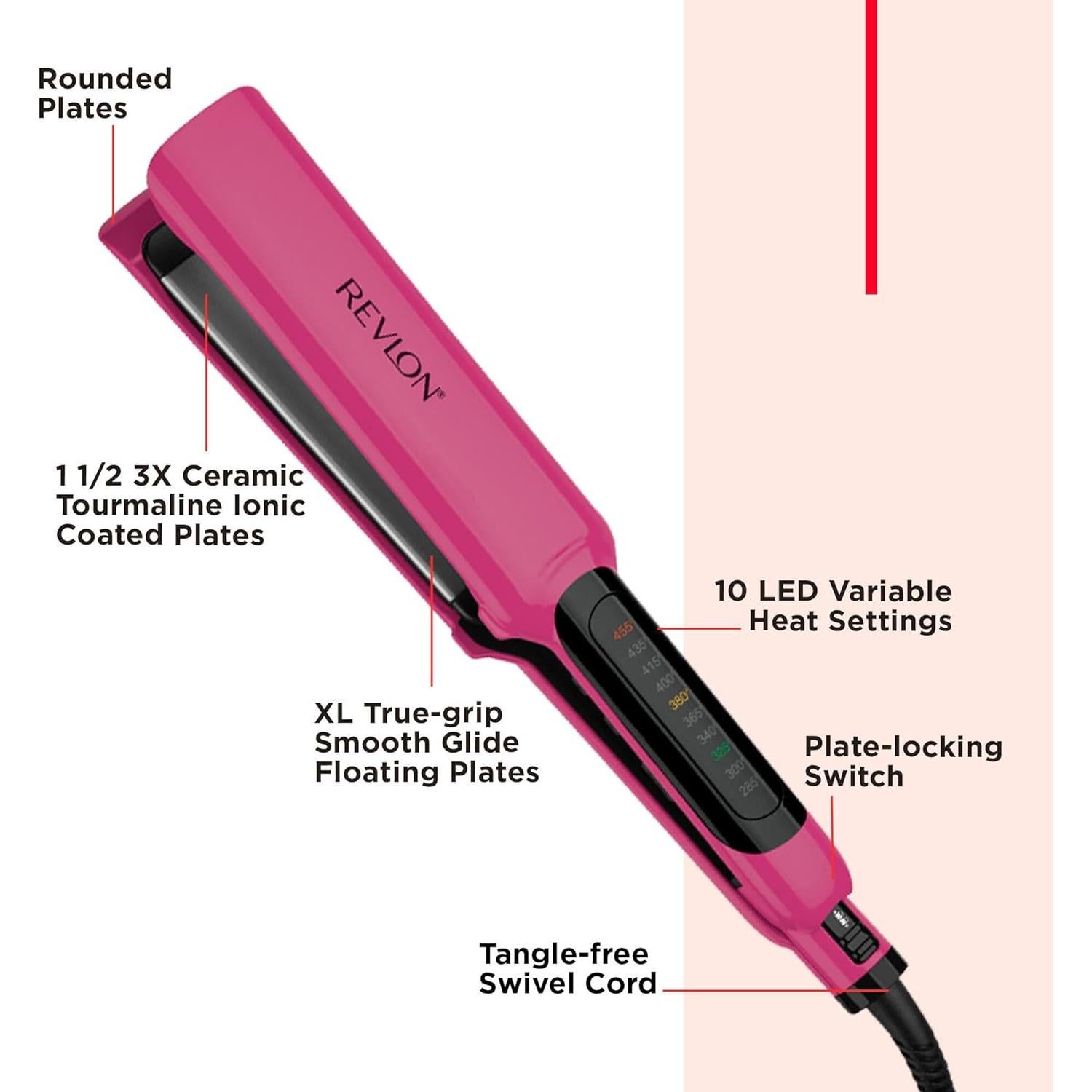 Plancha de Cerámica Revlon Smooth Brilliance 1.5" Rosa