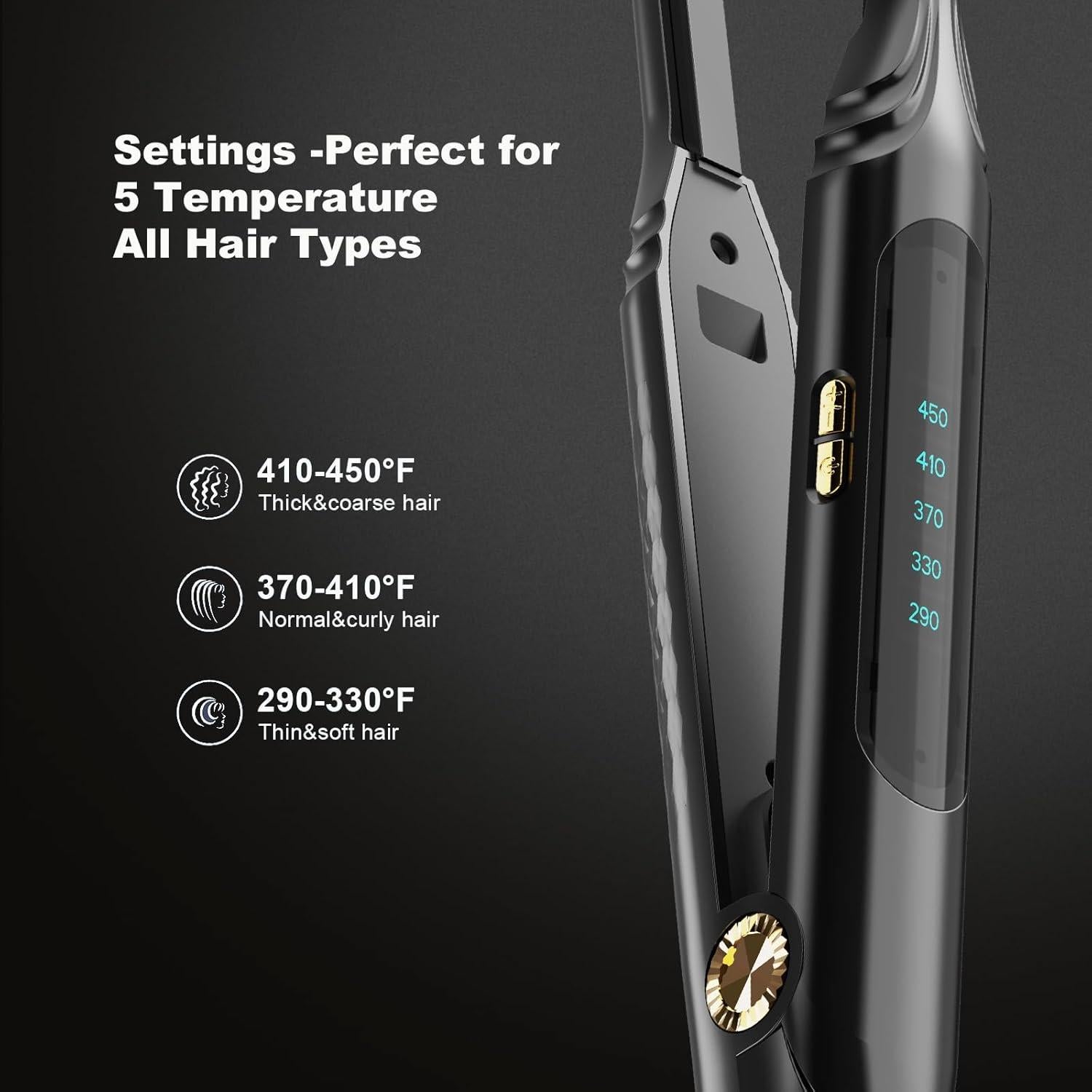 Plancha de cabello Ficzcfy 3/10'' mini alisador con temperatura ajustable