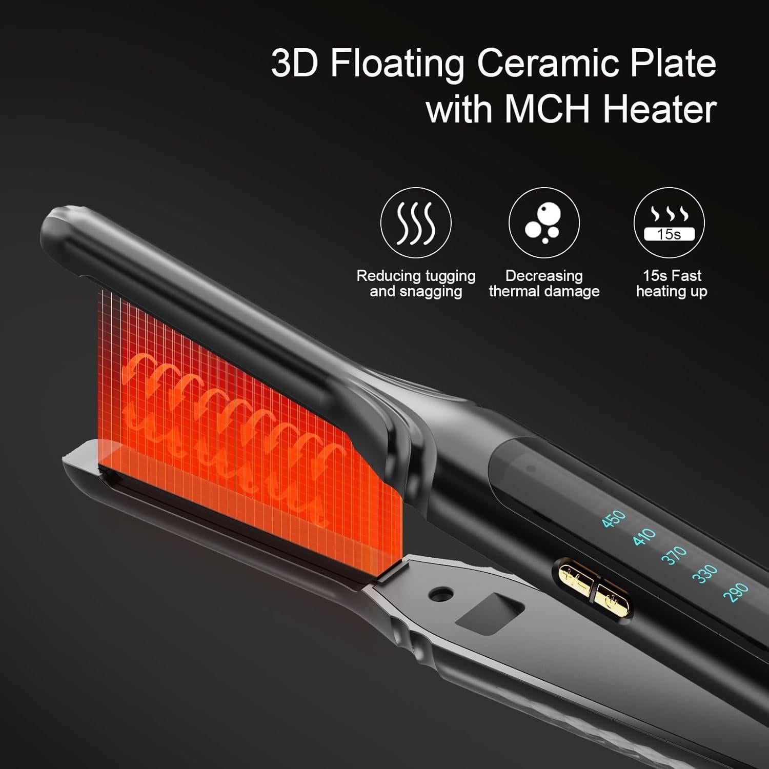 Plancha de cabello Ficzcfy 3/10'' mini alisador con temperatura ajustable