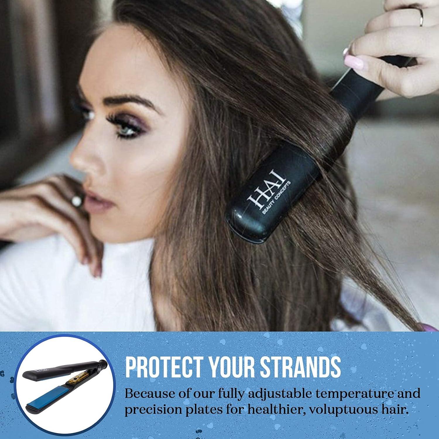 Plancha de Cerámica HAI C-001C Azul Clásico 2 en 1 con 5 Temperaturas