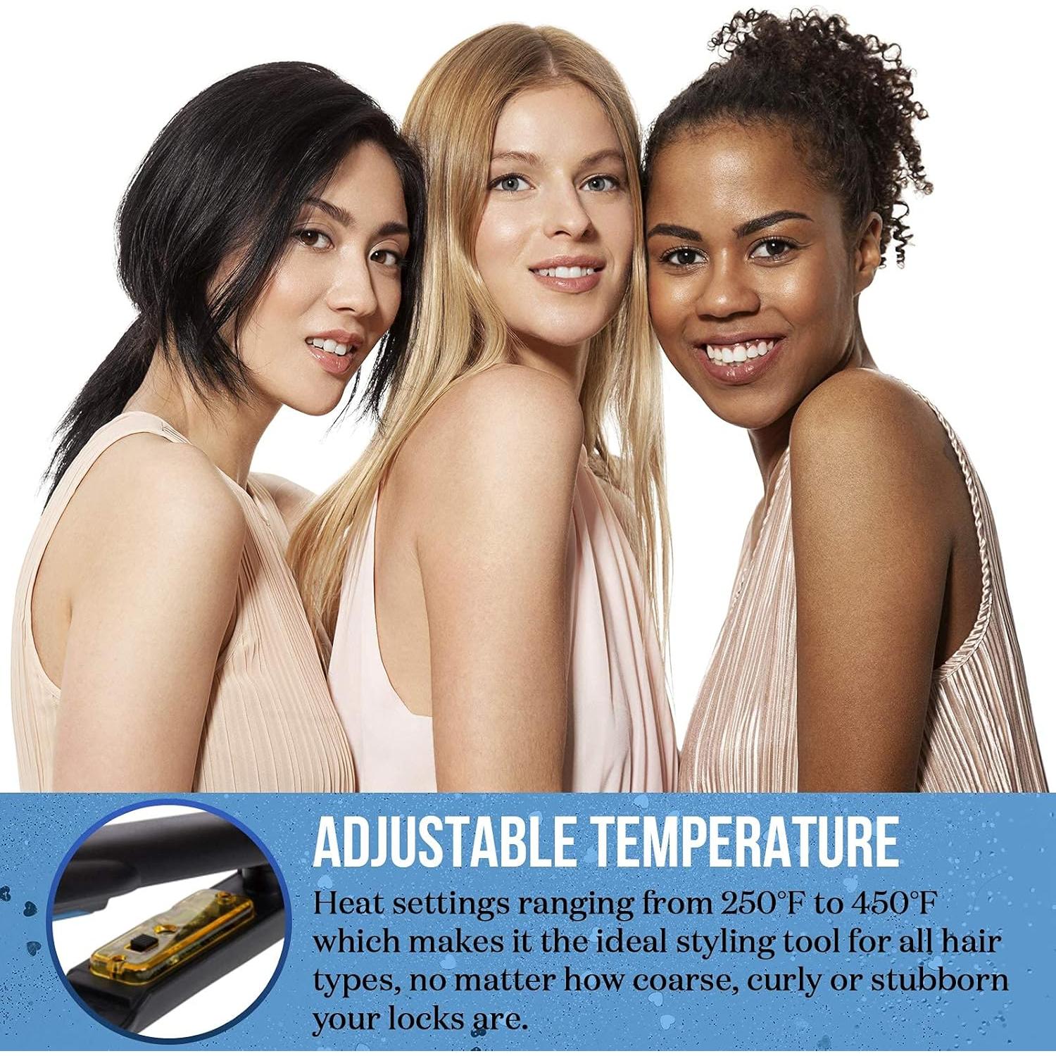 Plancha de Cerámica HAI C-001C Azul Clásico 2 en 1 con 5 Temperaturas