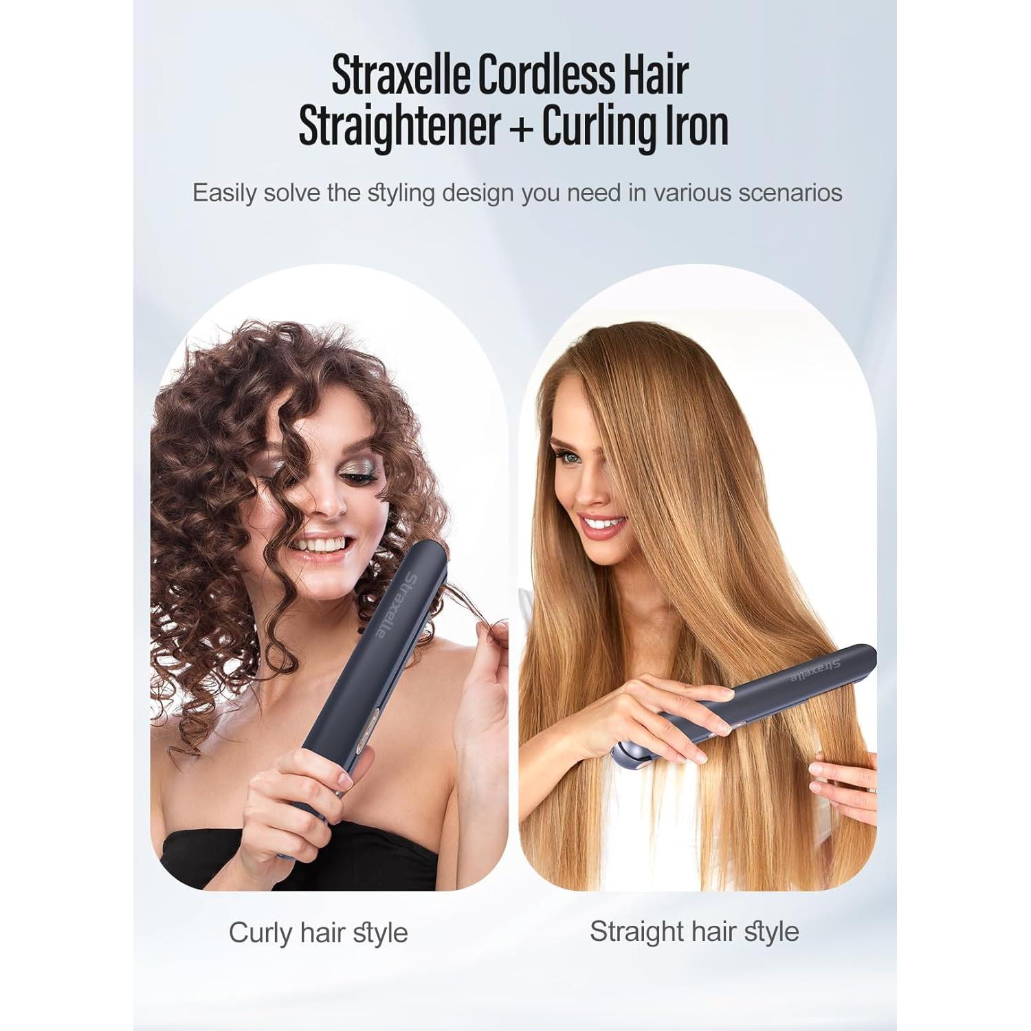 Alisador y Rizadora Inalámbrica Straxelle 2 en 1 350-420°F