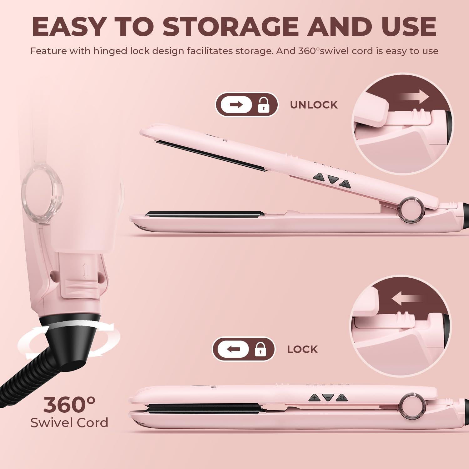 Plancha Alisadora MiroPure 1.5" Cerámica 2 en 1 Rosa