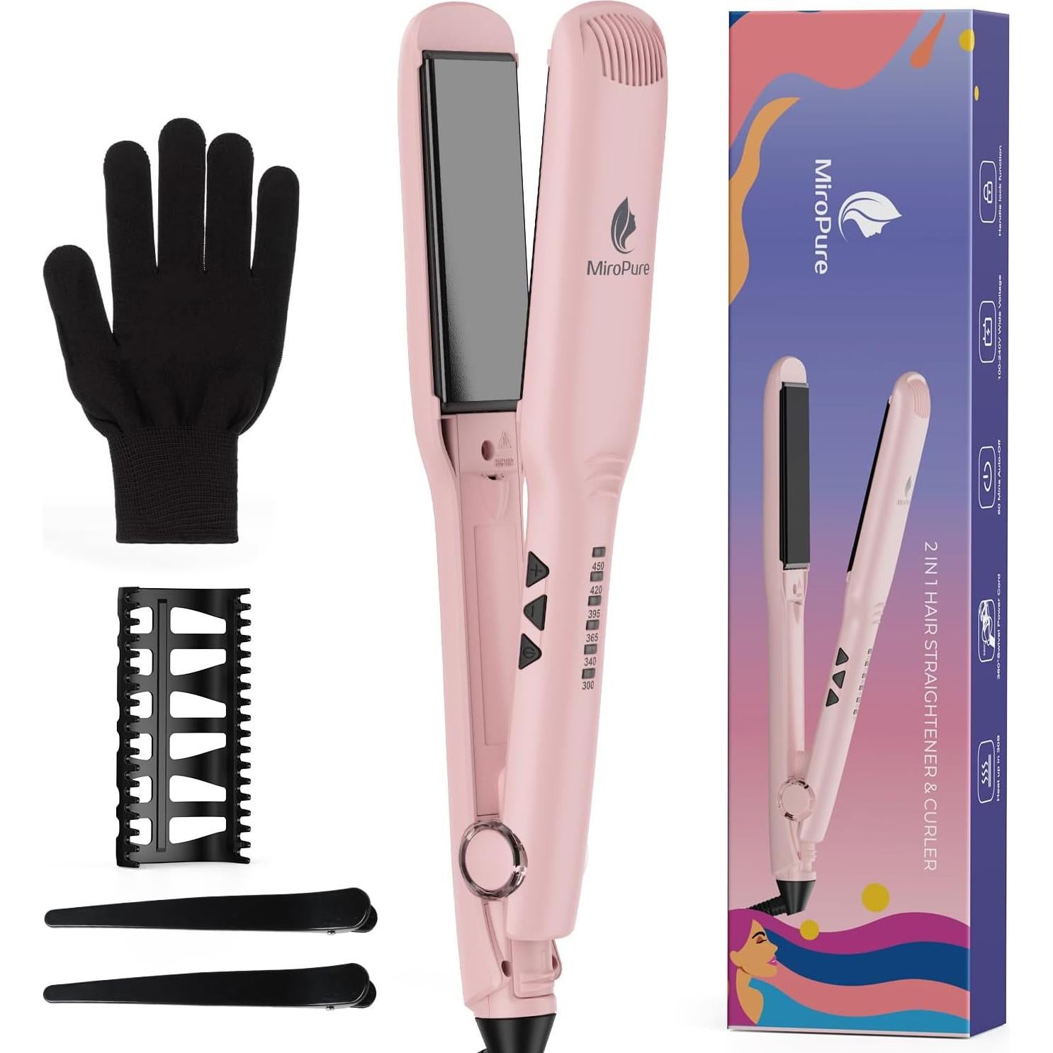 Plancha Alisadora MiroPure 1.5" Cerámica 2 en 1 Rosa
