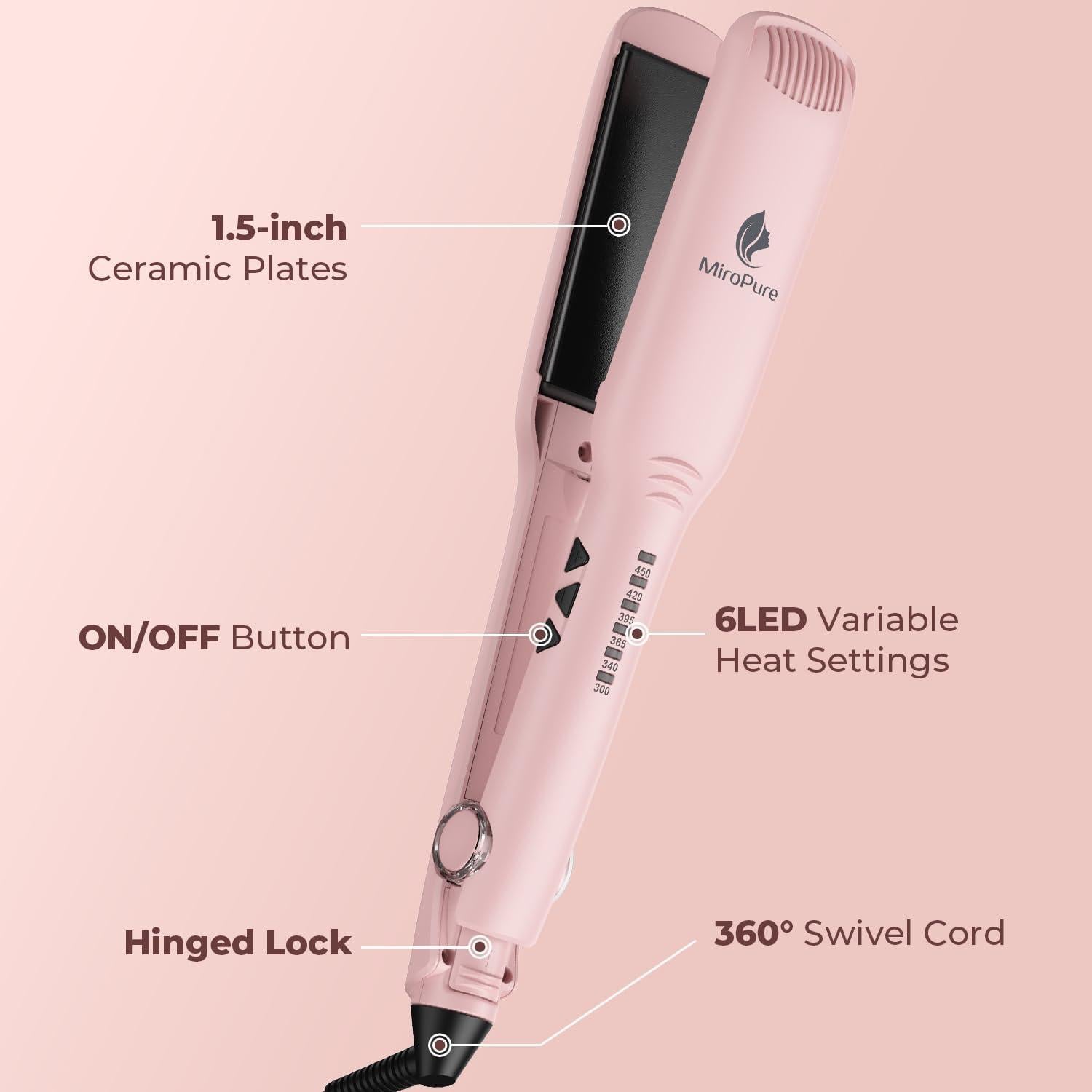 Plancha Alisadora MiroPure 1.5" Cerámica 2 en 1 Rosa